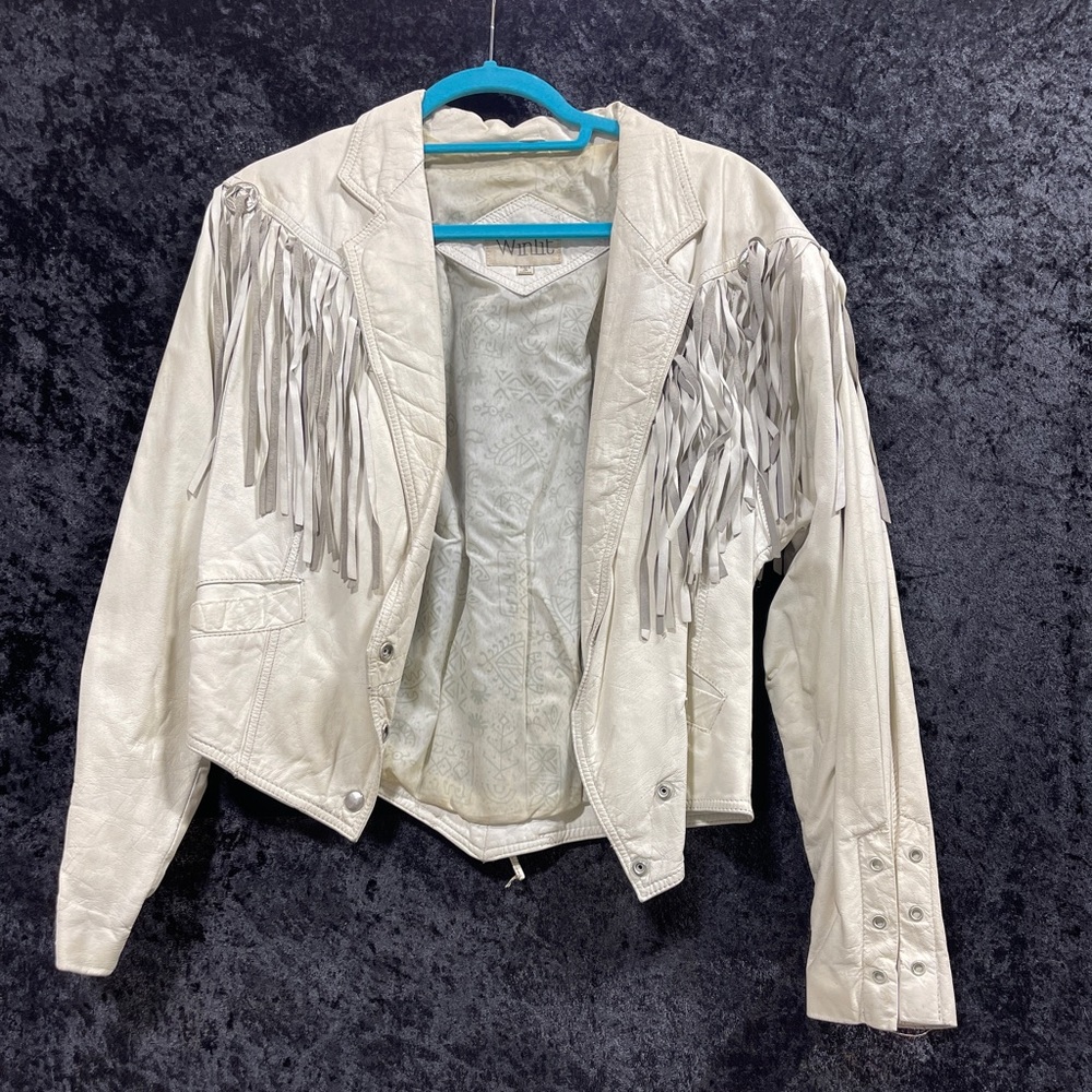 Vintage Womens Leather Fringe Jacket